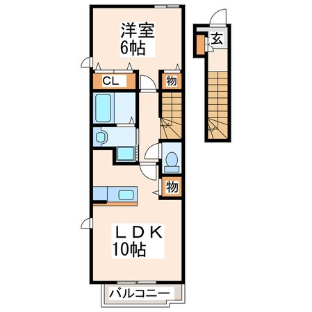 東野中学前 徒歩5分 2階の物件間取画像